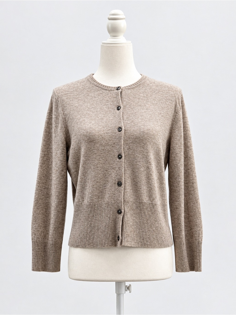 PURE Collection Beige Wool Cashmere Knit Button Front Cardigan Sweater US 12